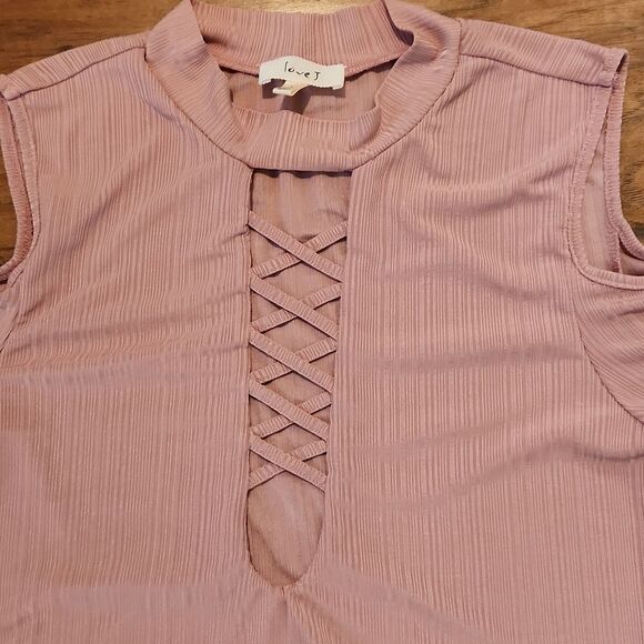Cold Shoulder lace up front rose top by Love J women's size large - Picture 2 of 6